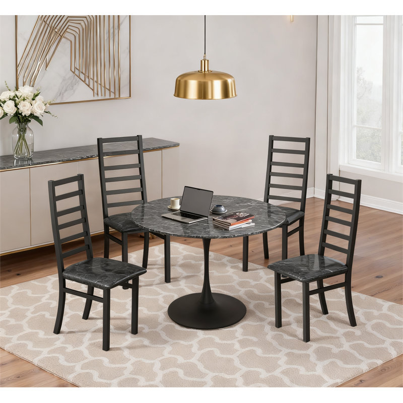 Ensemble de 4 chaises de salle à manger modernes en métal avec pieds en acier, 4, Gris