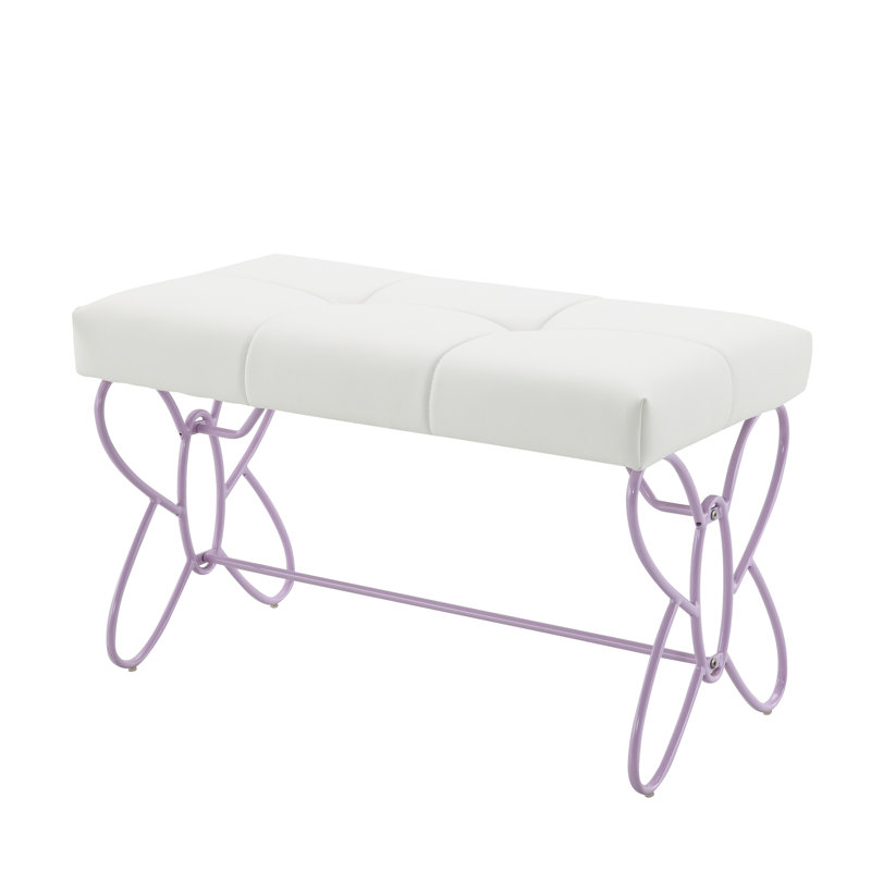 Banc en cuir synthétique blanc et violet Priya II