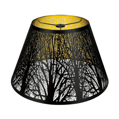 Etched Tree Patterned Metal Lampshade (black Outside) 7*13*7.8"suitable For Desk Lamps And Floor Lamps