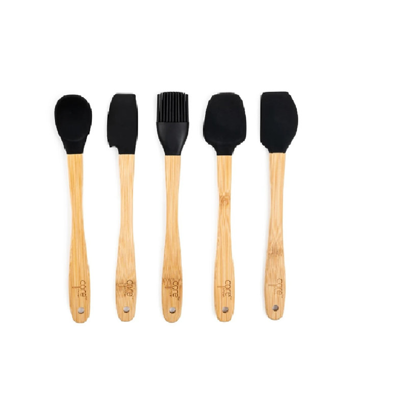 Core Kitchen Beige and Onyx Bamboo Silicone Mini Utensil Set