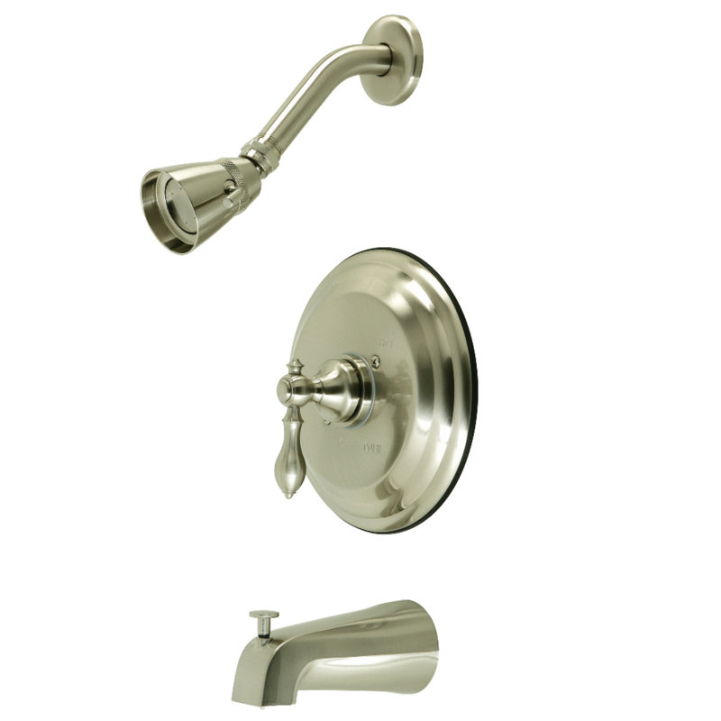 Robinet de baignoire et douche à pression équilibrée à poignée simple Kingston Brass, Nickel brossé