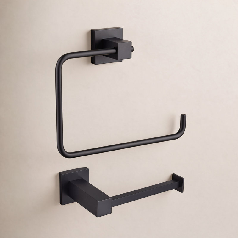 Cube 2 - Piece Bathroom Hardware Set, Matte Black