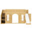 Lit simple mezzanine pour enfants avec glissade, escalier de rangement, garde-robe, portes et fenêtres décoratives, naturel-133338935-133338936