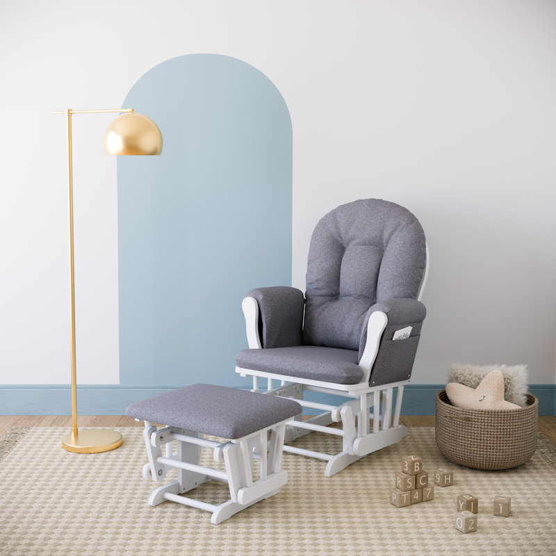 Fauteuil oscillant avec repose-pieds Hoop, Tourbillon gris ardoise, Blanc