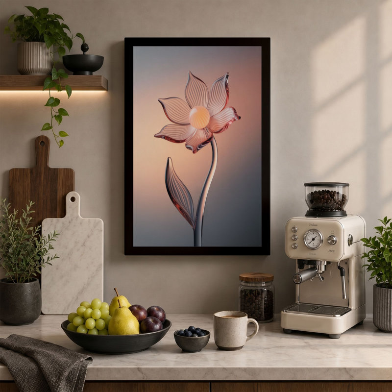 Luminous Lotus Botanical - Wrapped Canvas, 18x12 - 45.7 x 30.5 cm, Black Border