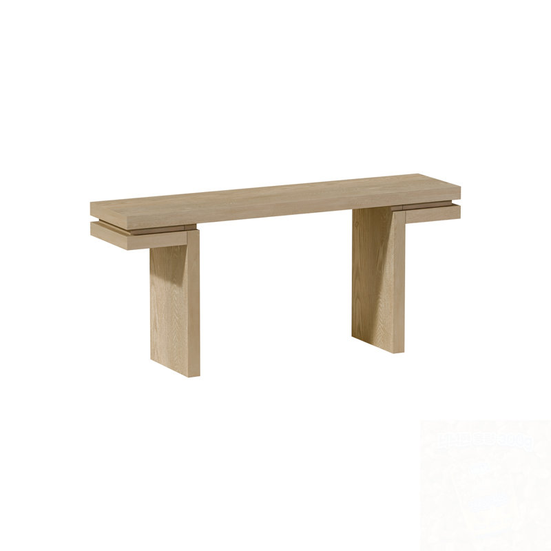 Rectangular Console Table With Sturdy Wooden Frame, Natural