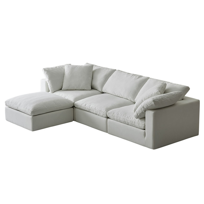 Canapés modulaires 3 places et 1 repose-pieds, Beige