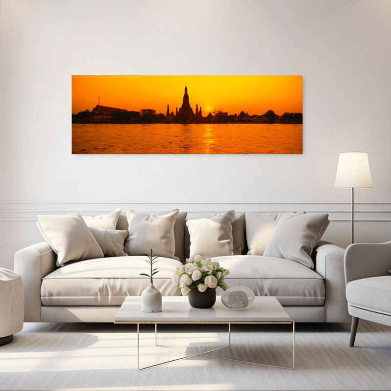 Thailande, Wat Arun, art mural contemporain abstrait de la ville de Wat Arun, H 20 po x l 60 po
