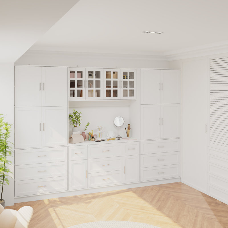 White Closet System With Drawers And Vanity