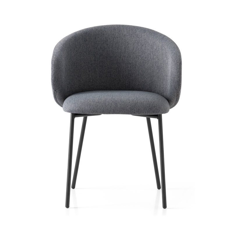 Fauteuil rembourré avec structure en métal Tuka, Taupe, Noir mat