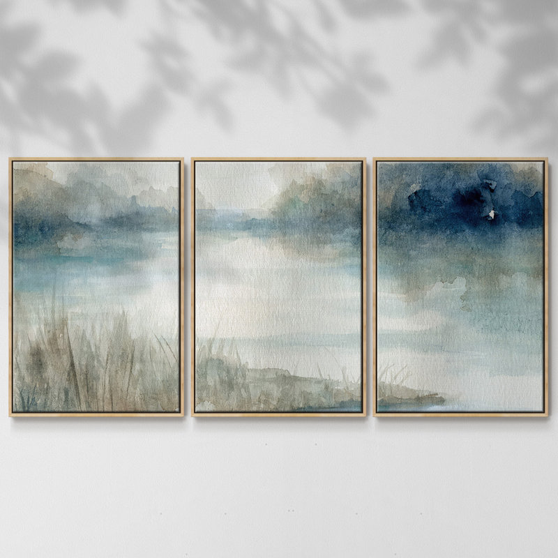 Still Still Waters - Toile encadrée multi-pièces, H 36 po x l 75 po, Encadré naturel
