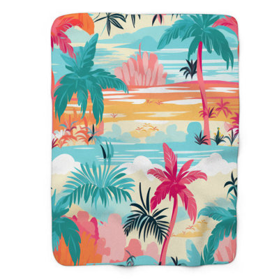 Island Vista - Couverture sherpa de qualité supérieure 1 pièce