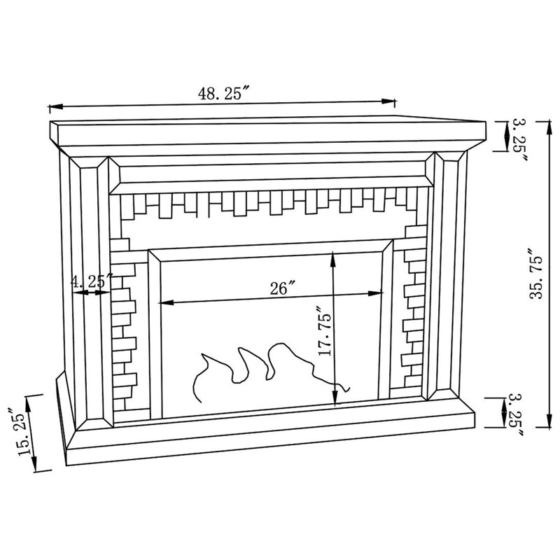 Rectangular Freestanding Fireplace Mirror