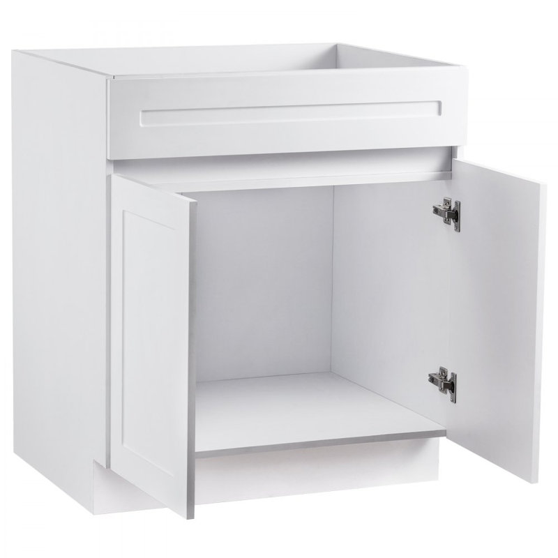 Armoire Shaker Base l 30 po x P 24 po x H 34,5 po prête à assembler - blanc, 30"
