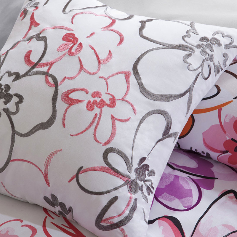 Édredon simple / simple TG avec imprimé floral asymétrique, imprimé floral lavable à la machine, coussins rembourrés