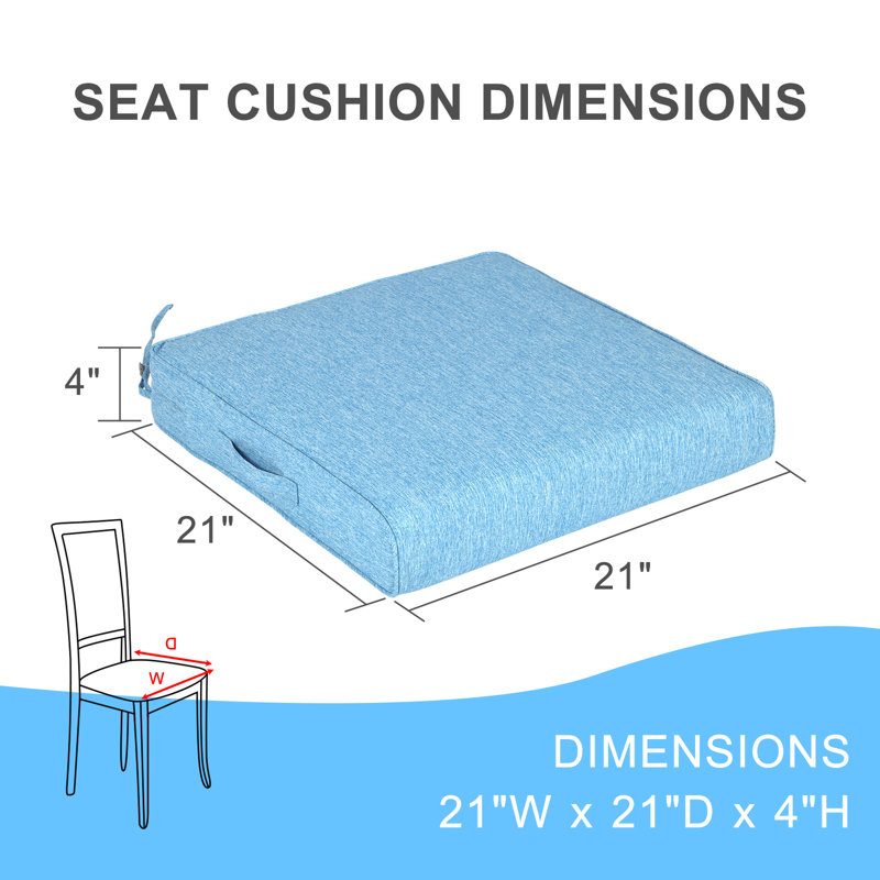 Aoodor Patio Chair Cushions Set, Lake Blue, 21" W x 21" D