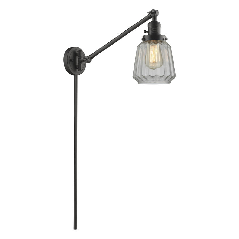 Bras pivotant à bougie 1 lumière Vinson, Bronze huilé, Transparent