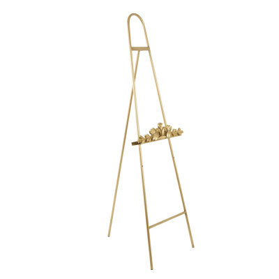 Metal Arched Foldable 2 Tier Display Gold Easel with Vine Emblem