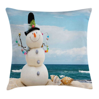 Bixton Snowman Winter Vacation Coastal Cushion Cover