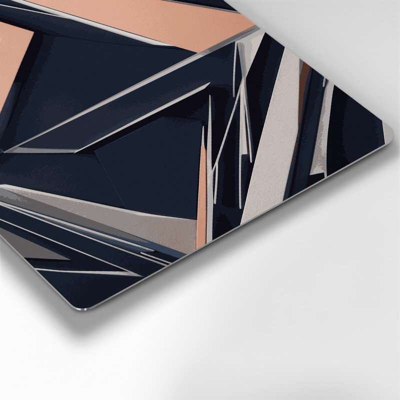 «Geometric Abstraction 96», art mural gris en métal, H 12 po x l 12 po