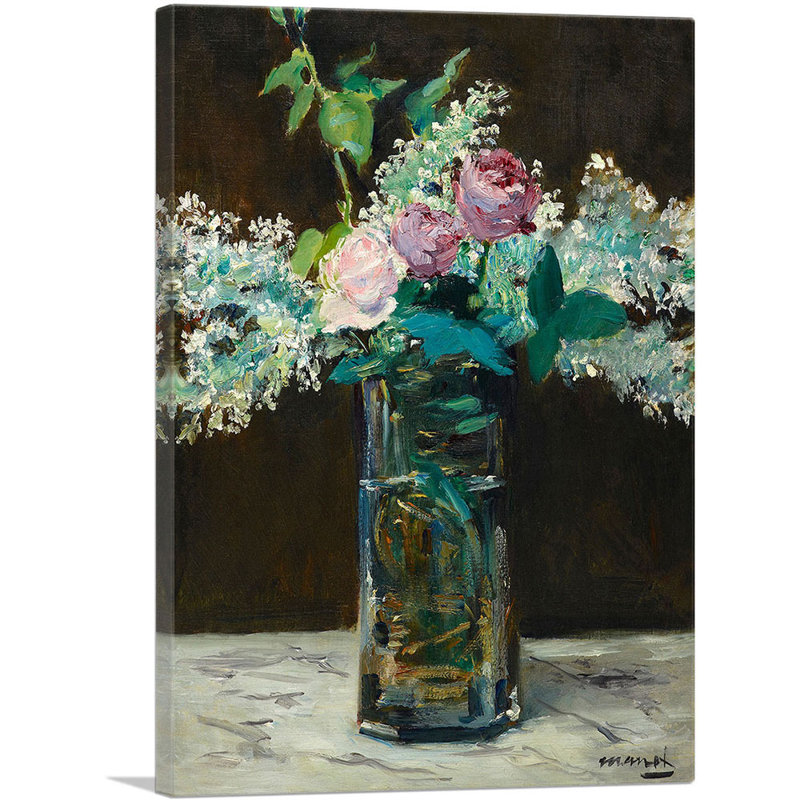 «Lilac and Roses 1883» par Edward Manet, reproduction d'art sur toile tendue, H 26 po x l 18 po x 1,5 po
