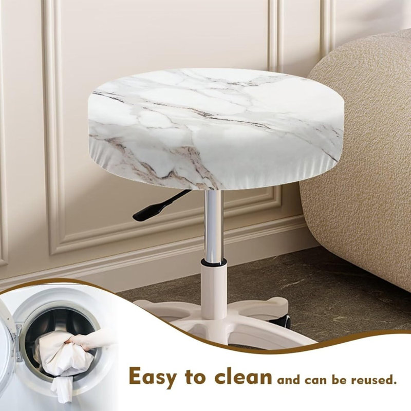 Ensemble de 2 tabourets de bar en marbre, ensemble de 2 housses de coussin de selles blanches