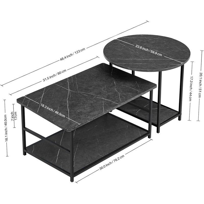 Coffee Table,Farmhouse Centre Table 2 In 1Detachable Table Set