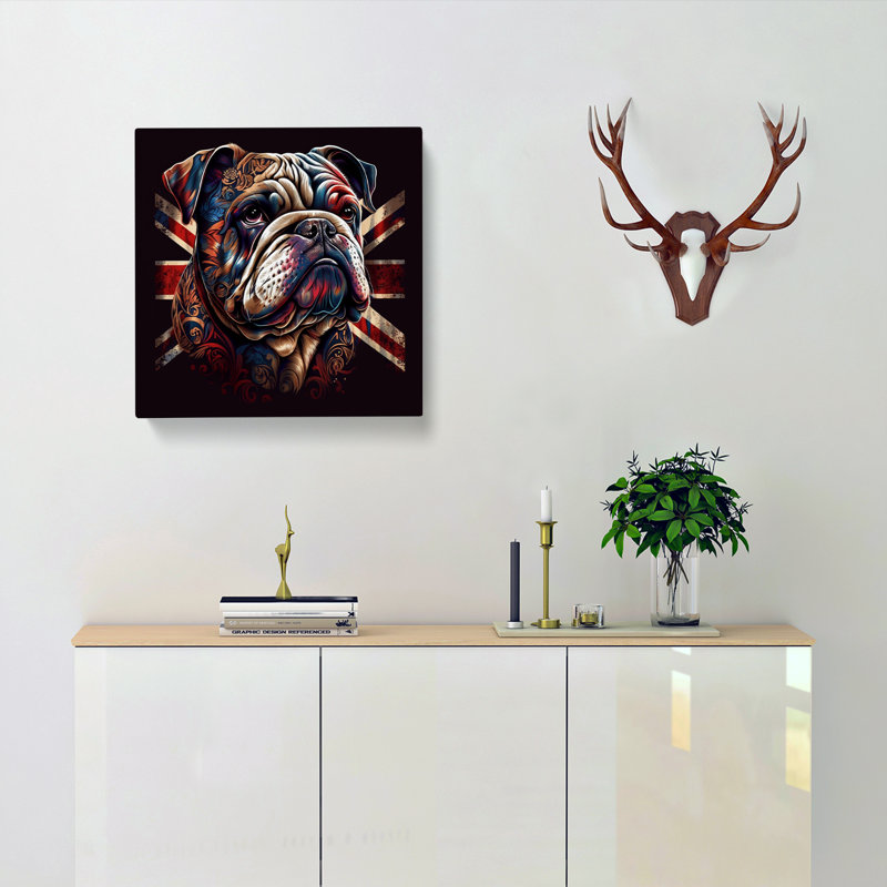 British Bulldog Ornamental Art - Wrapped Canvas, 50cm H x 50cm W x 3cm D