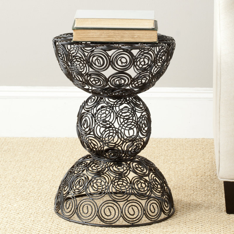Grid Iron Accent Stool, Black