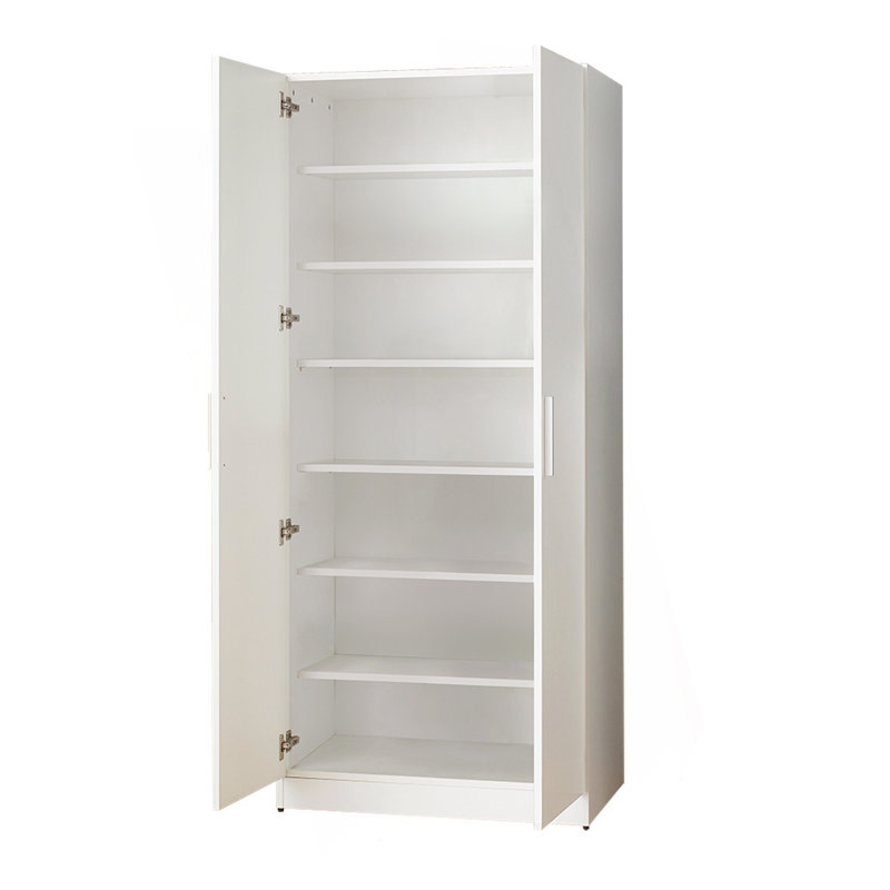Mia Tall Shoe Cabinet With Six Shelves In White