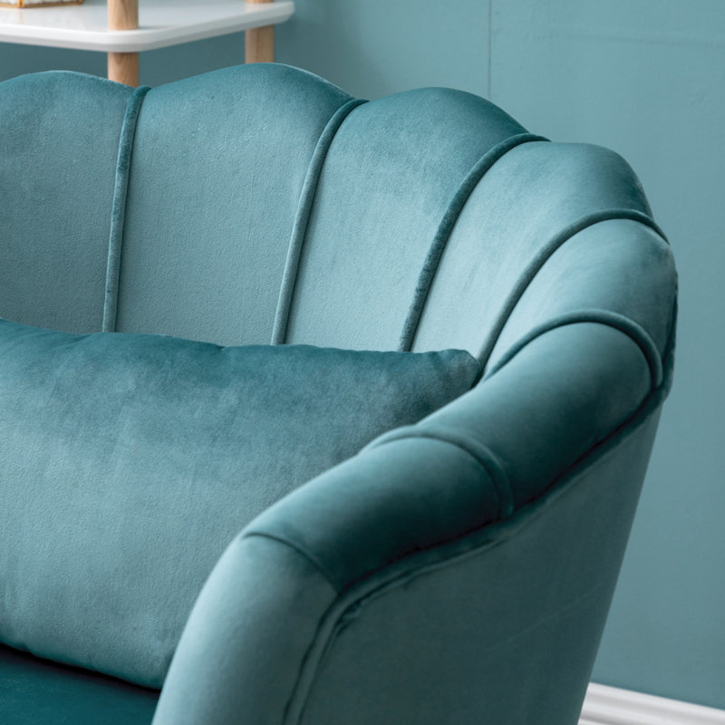 Aceves Velvet Barrel Chair, Blue