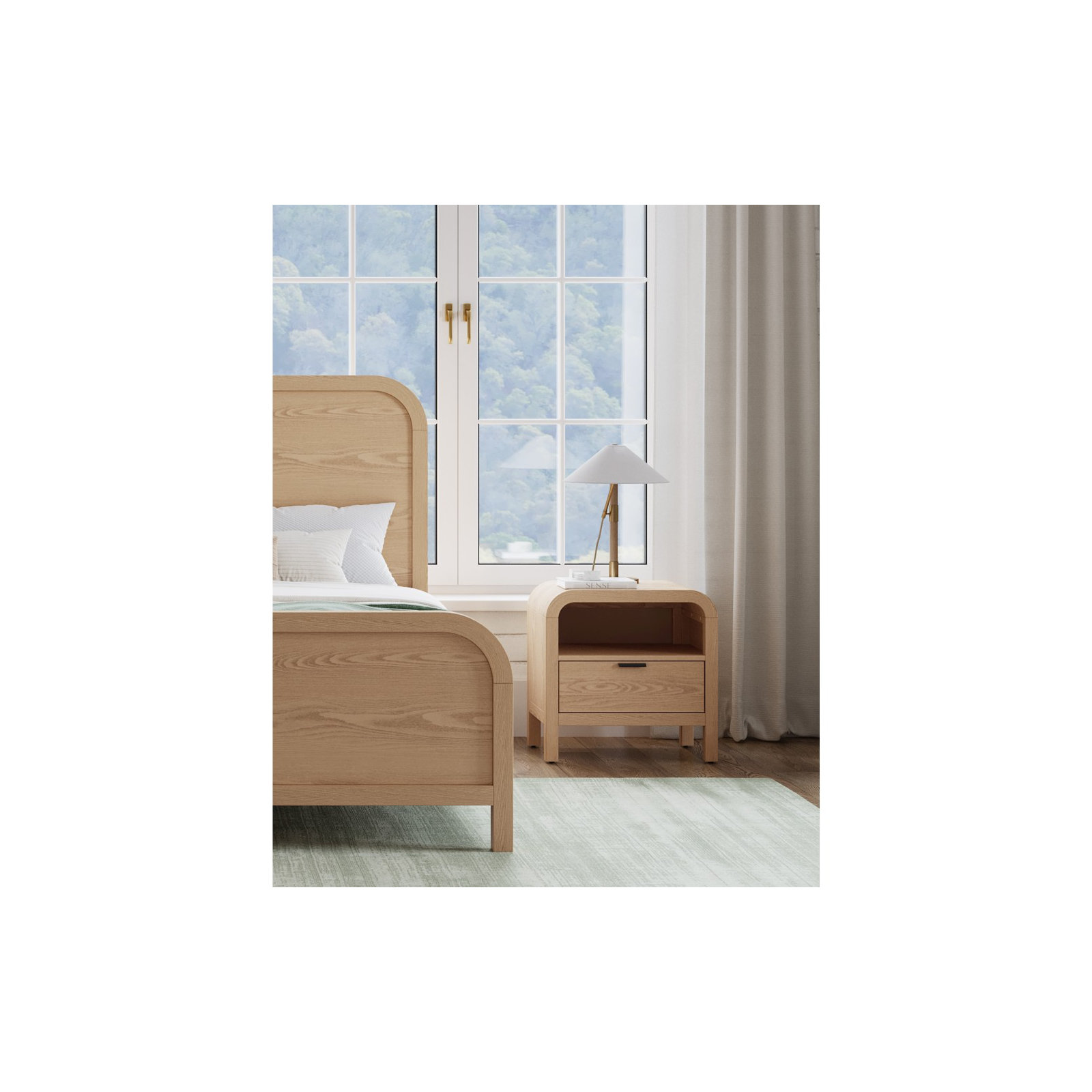 Essie 1 - Drawer Nightstand in White, Timber