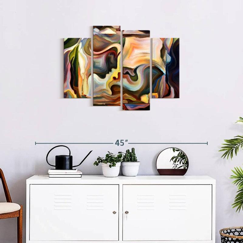 «Passionate Moment», ensemble de 4 toiles abstraites sur toile, H 22 po x l 36 po x P 1 po