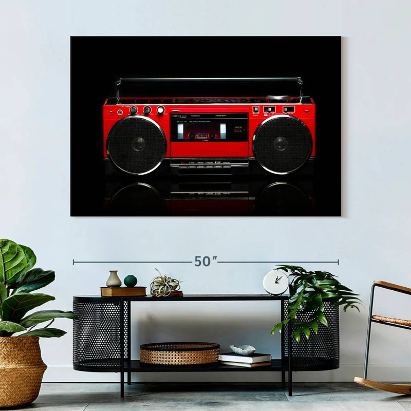 Abarca Retro Red Boom Box, 34" H x 51" W