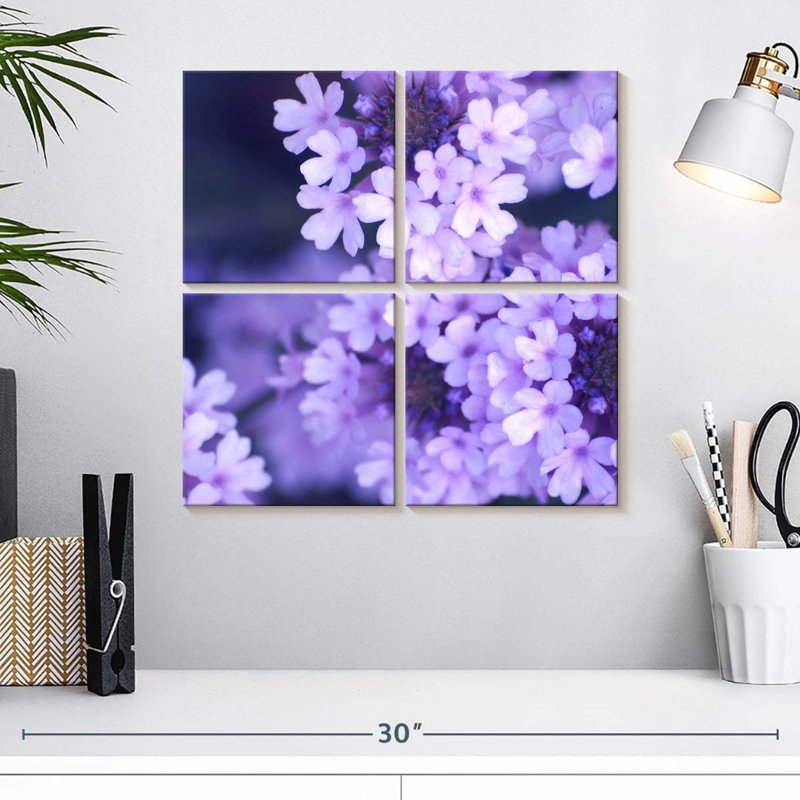 Harnek fleurs mauves, H 18 po x l 18 po