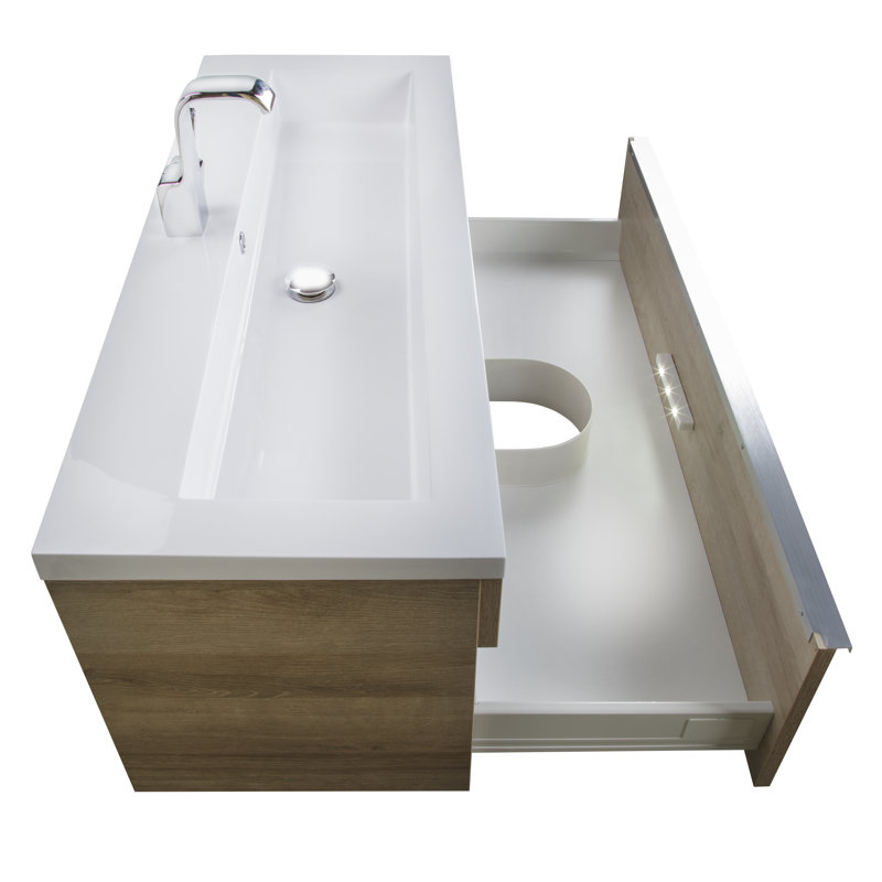 Arlie 42" Single Sink Wall Mounted Bathroom Vanity with Cultured Marble Top, Organic