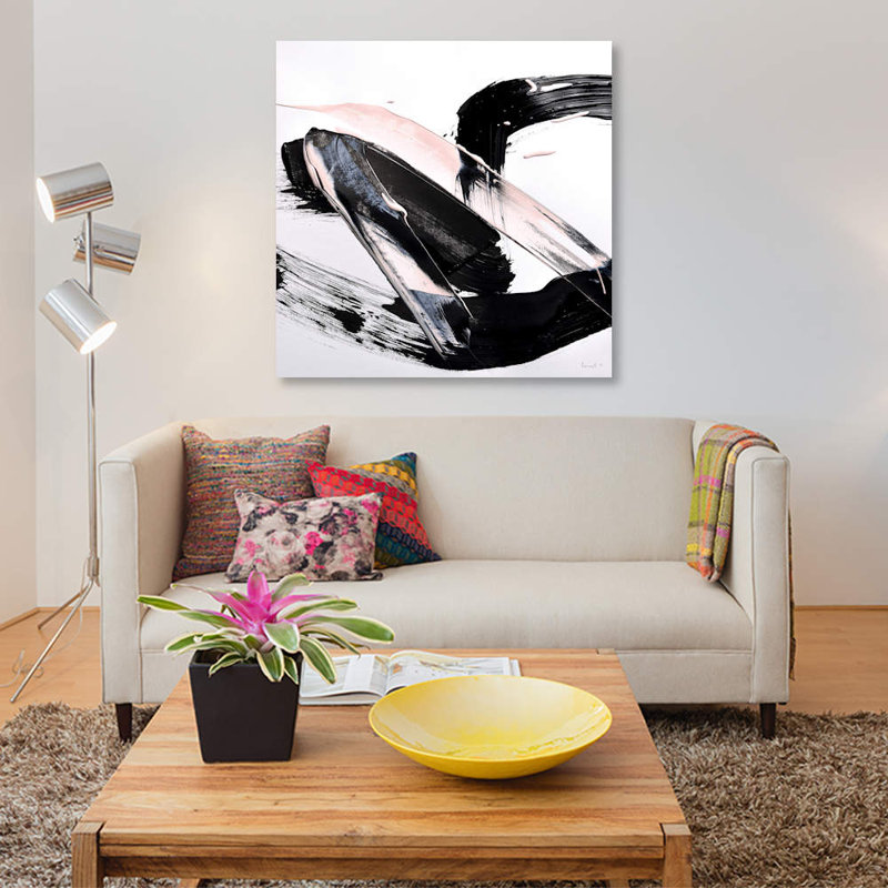 «Peach Black Blast», impression sur toile, H 18 po x l 18 po x P 1,5 po, Toile tendue, Pas de tapis
