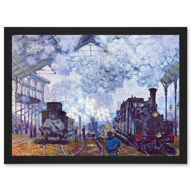 Monet St Lazare Station Train Arriving - Single Picture Frame Painting