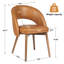Chaises de salle à manger en cuir brun Aurevo, chaises de salle à manger rembourrées modernes avec pieds en bois massif, chaise de cuisine sans dossier à dossier incurvé pour coin-repas de restaurant, assemblage facile-1287601894