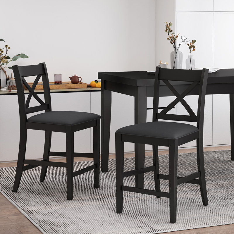 Roopa Upholstered Counter Stool, Black