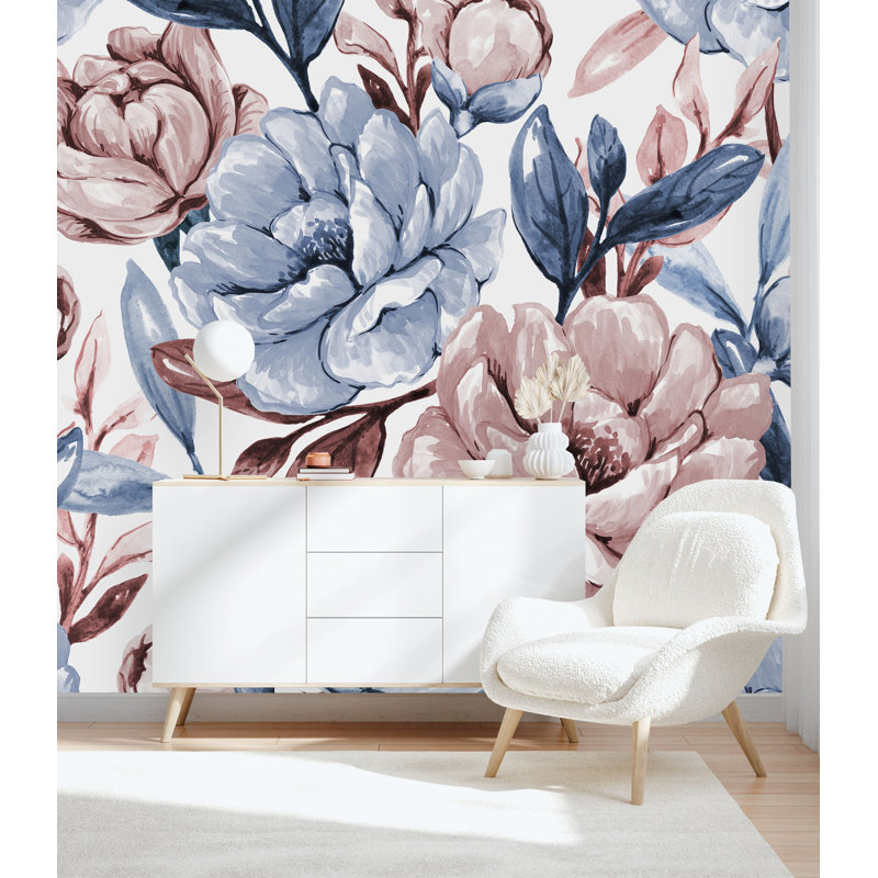 Peel & Stick Floral Wall Mural, 100" W x 8.33" L