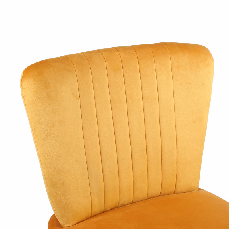 Trombly Velvet Slipper Chair, Yellow