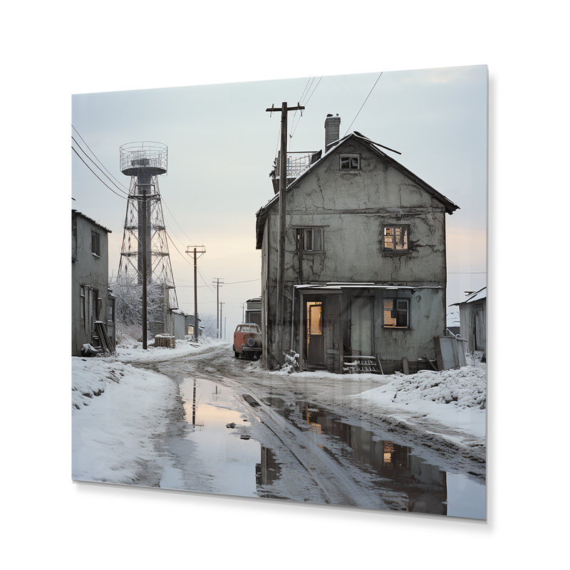"Warehouse Winter Scenery" sur métal, H 16 po x l 16 po x P 1 po