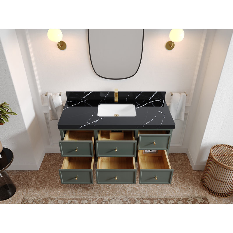 Ensemble de meuble-lavabo simple 48 po Roswell, Noir Calacatta