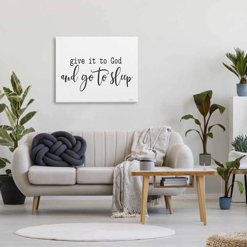 «Donner au dieu, aller au sommeil» par «Lettré et doublé», impression, H 30 po x l 40 po x P 1,5 po, Toile tendue