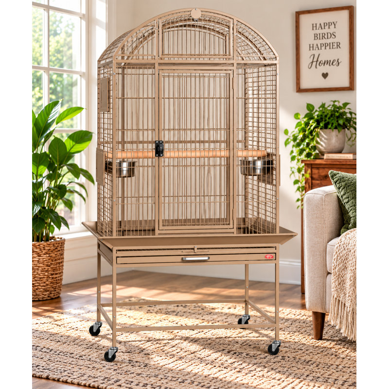 Grande cage à dôme en grès, Large (63'' H x 23" W x 32" D), Grès