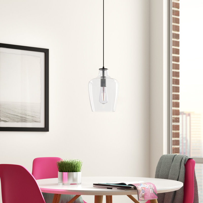 Luminaire suspendu simple à 1 lumière Amiliana, Noir
