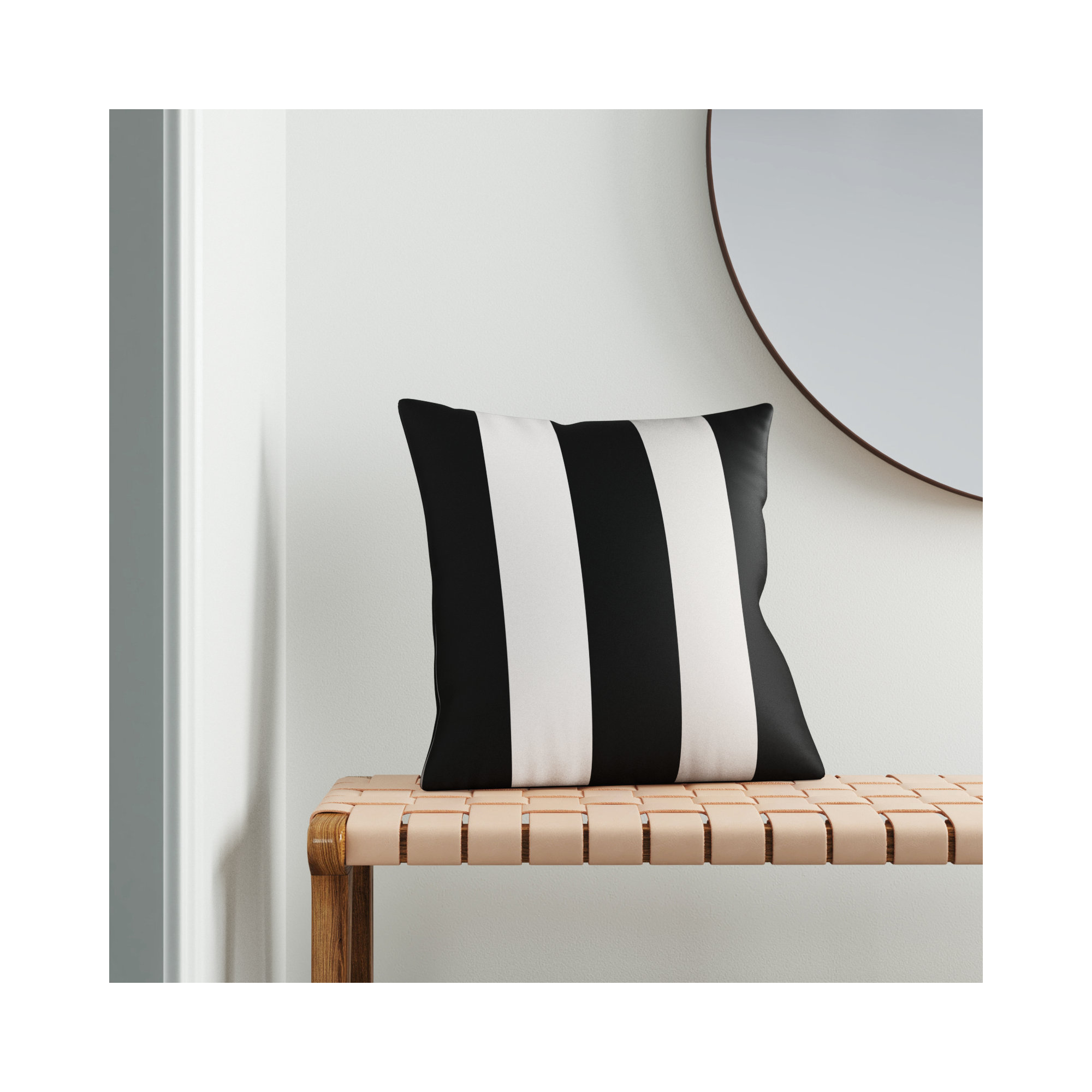 Athena Striped Indoor/Outdoor Throw Pillow, 20" H x 20" W, Black