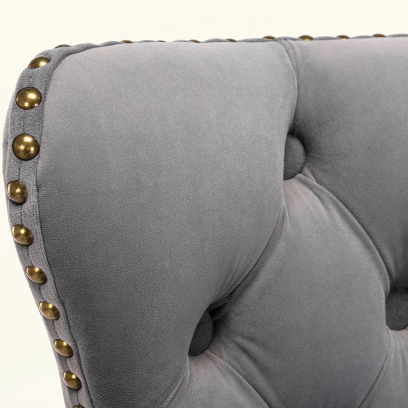 Haeckel 0'' H Tufted Velvet Upholstered Side Chair, Gray