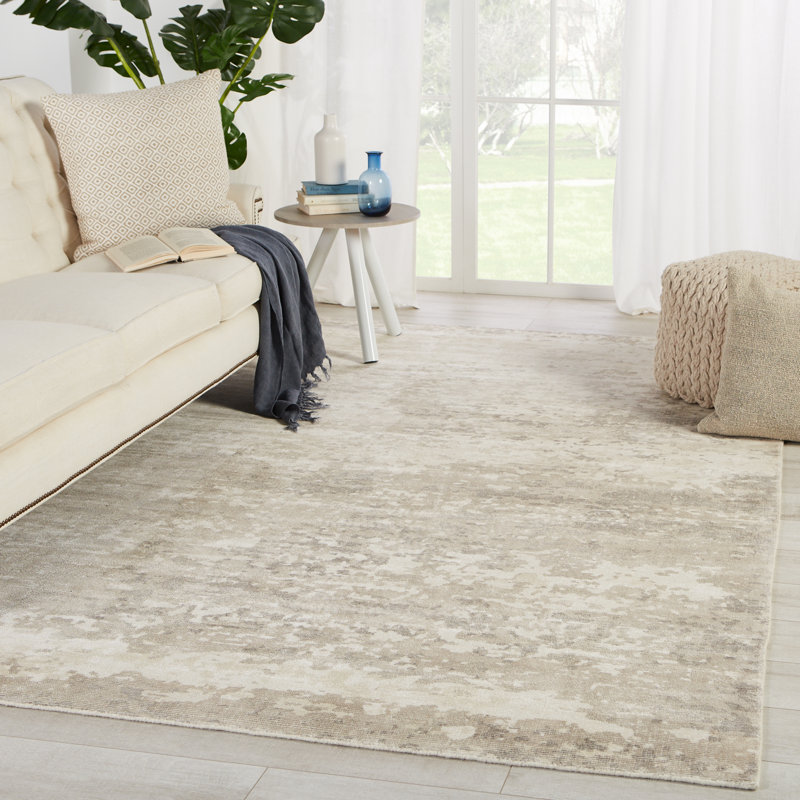 Tapis gris clair tissé à la main Malibu, Rectangle de 10 pi x 14 pi
